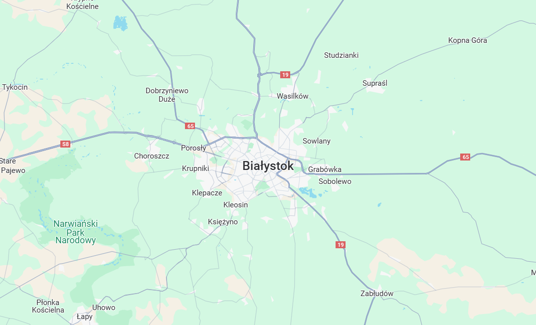 mapa Białystok i okolice